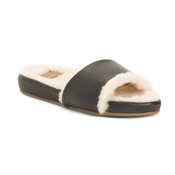NEW BEEK Made In Mexico Leather Gallito Shearling Slide  women Sandals 925 7t3 - Picture 4 of 7